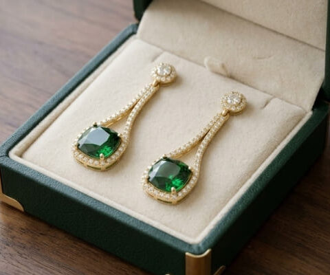 Chrome Green Tourmaline Diamond Earrings