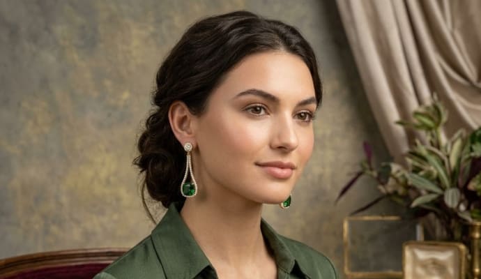 Green Tourmaline Diamond Earrings
