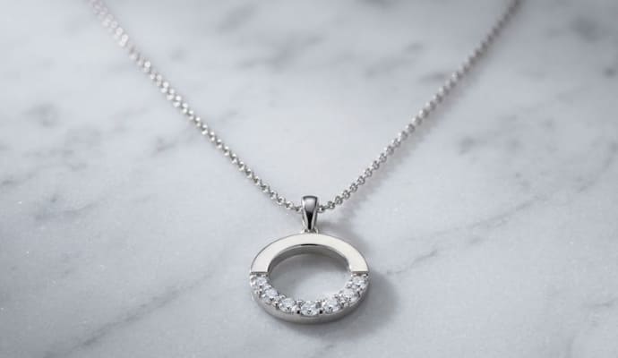 Circle Half Lab Grown Diamond Necklace