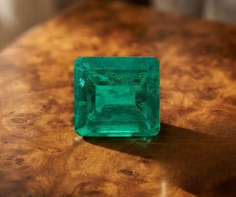 Colombian Emerald square cut gemstone