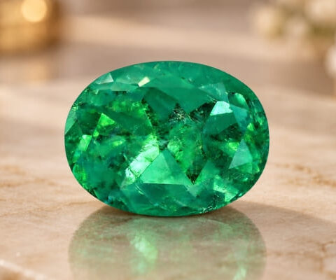 Colombian Emerald oval cut gemstone