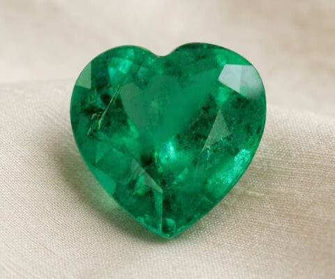 Colombian Emerald heart cut gemstone