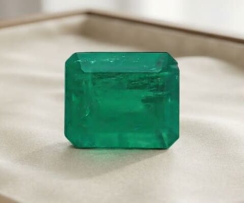 Colombian Emerald rectangular step cut gemstone
