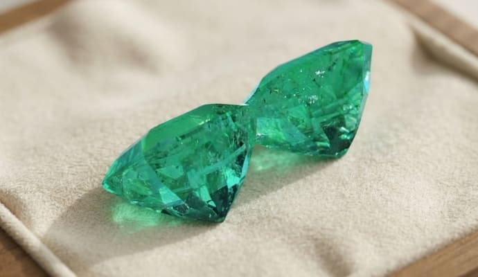 Octagonal Emerald Matching Pair