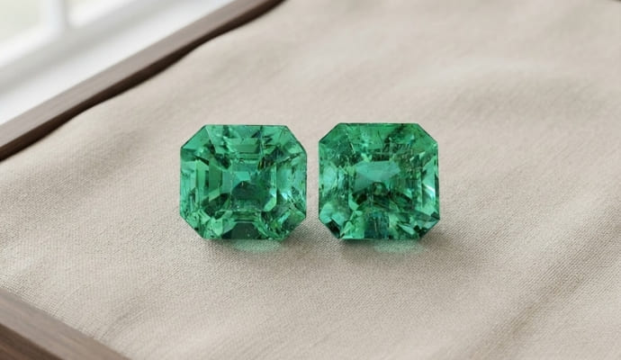 Colombian Octagonal Emerald Matching Pair