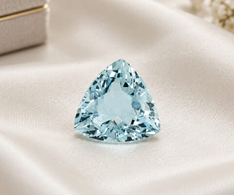 Delicate Blue Aquamarine Trillion
