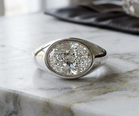 Oval Lab Grown Diamond Signet Ring