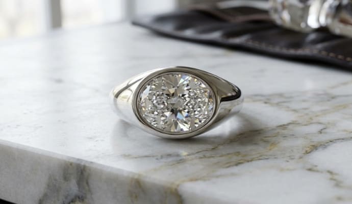 Oval Lab Grown Diamond Signet Ring
