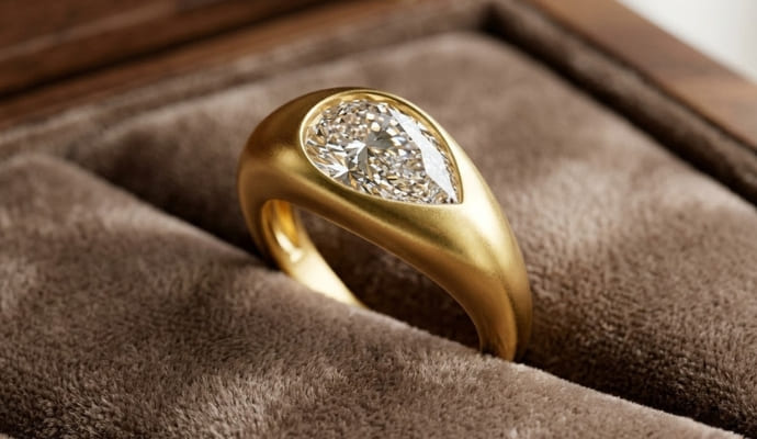 Pear Lab Grown Diamond Signet Ring