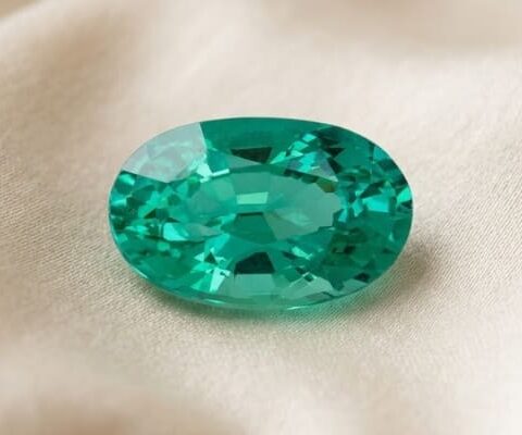Elongated Brazilian Emerald Gemstone
