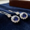 Floral Cluster Sapphire Dangle Earrings