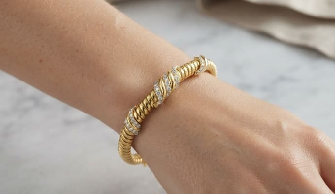 Flexible Bangle Lab Grown Diamond Waves