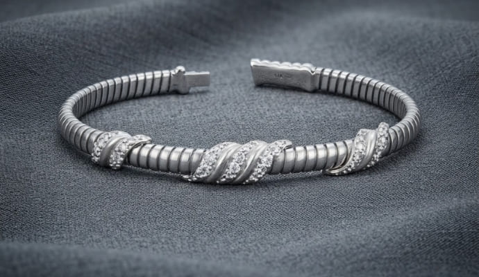 Fluted Flexible Bangle Lab-Grown Diamond Waves