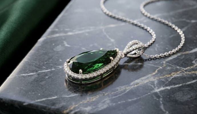 Forest Green Tourmaline Diamond Pendant