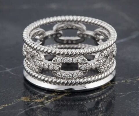 Four Row Stacked Lab Grown Diamond Ring