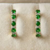 Green Tsavorite and Diamond Hoop Earrings Displayed in Jewelry Box