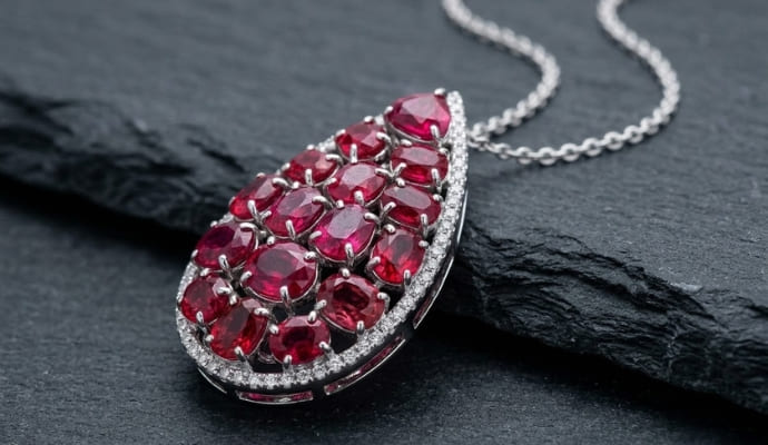 Grand Crimson Ruby Diamond Gold Pendant