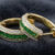 Green Spark Tsavorite and Diamond Hoop Earrings in Yellow Gold