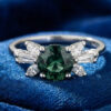 Greenish Blue Sapphire Diamond Ring
