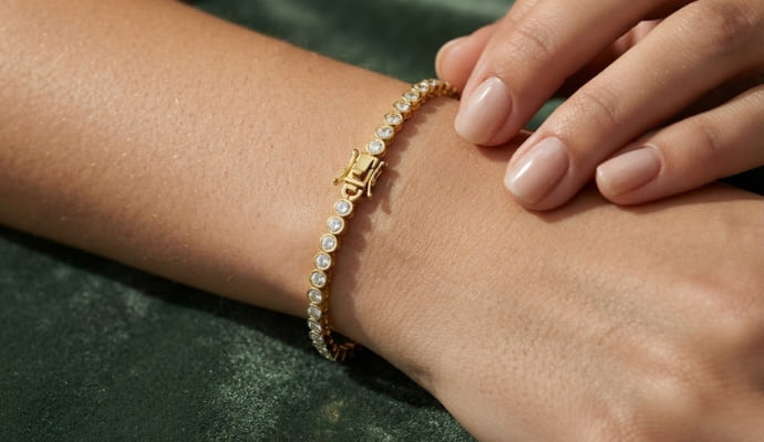 Half Bezel Set Tennis Bracelet