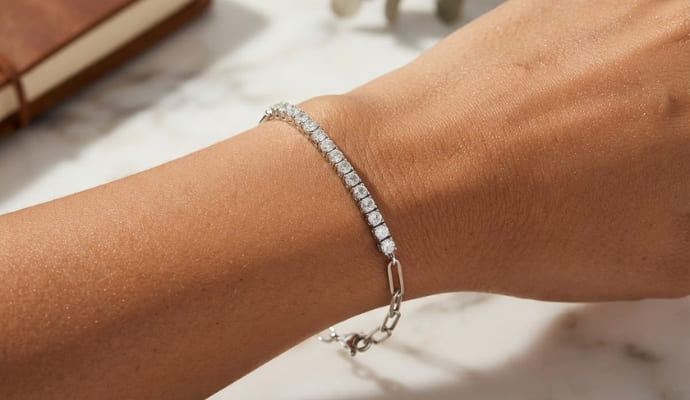 Half Paperclip Tennis Bracelet