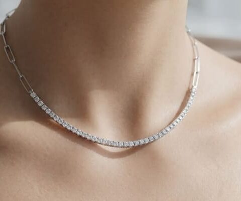 Half Paperclip Tennis Necklace