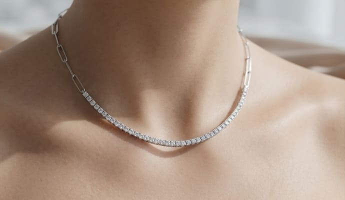 Half Paperclip Tennis Necklace