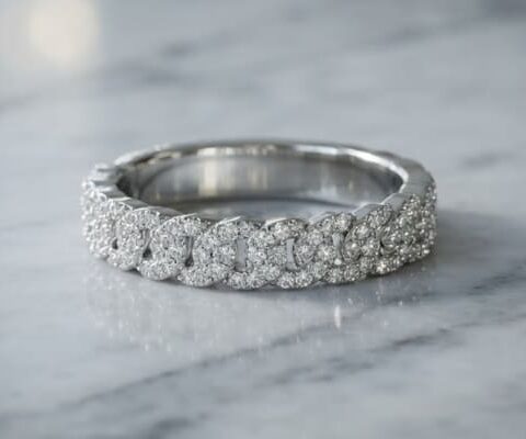 Halfway Cuban Natural Diamond Ring