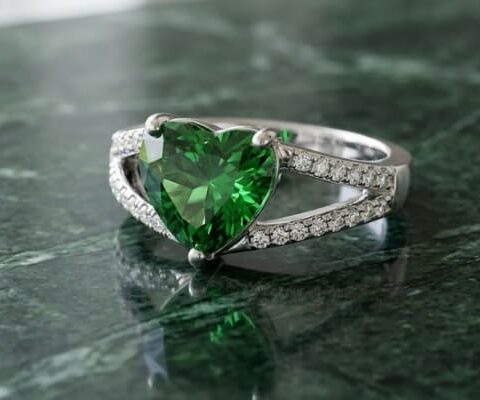 Heart Tsavorite Diamond White Gold Ring