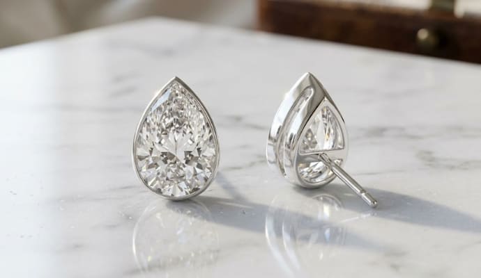 Cut Bezel Set Lab Grown Diamond Stud Earring