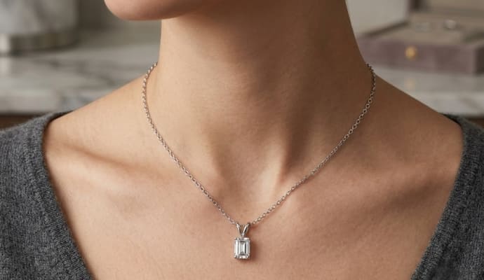 Solitaire Emerald Cut Lab Grown Diamond