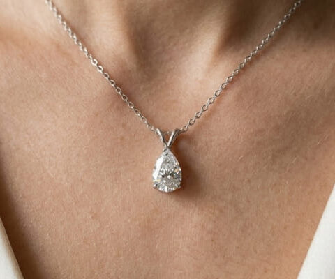 Pear Cut Pendant with Necklace
