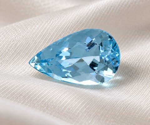 Icy Blue Aquamarine Pear Gemstone