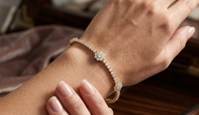 Tennis Bracelet With Flower Clusters