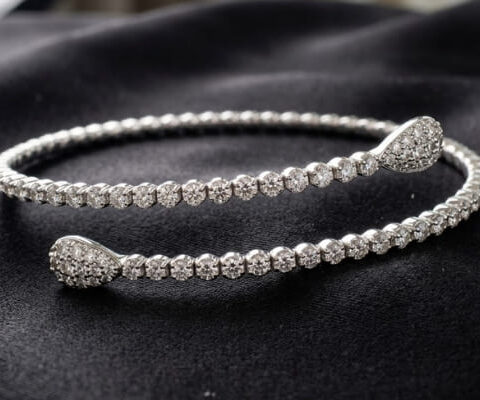Lab Grown Diamond Water Drop Cuff Bangle