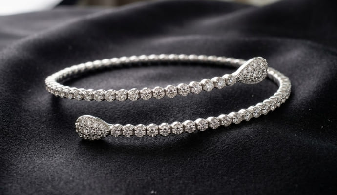 Lab Grown Diamond Water Drop Cuff Bangle
