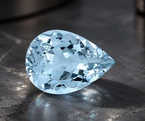 Natural Light Blue Aquamarine pear cut gemstone with pale blue color
