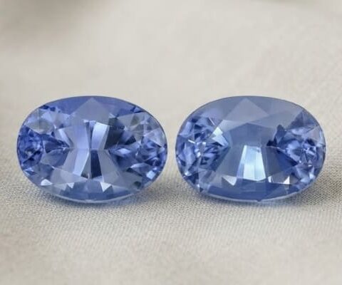 Light Cornflower Blue Sapphire oval cut matching pair