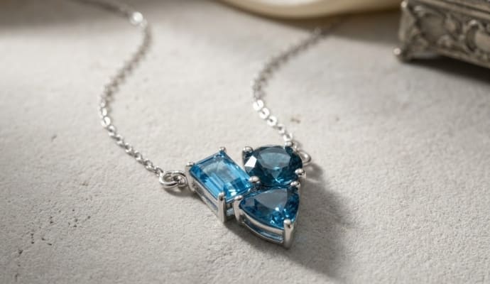 London Blue Topaz White Gold Pendant