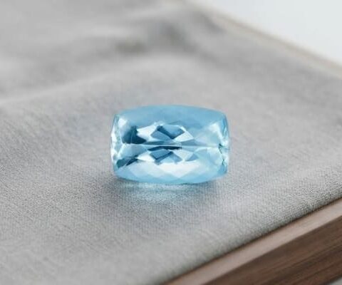 Luminous Blue Aquamarine cushion cut gemstone