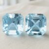 Luminous Blue Aquamarine square cut matching pair