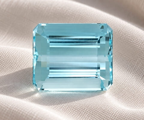 Luminous Blue Aquamarine octagonal cut gemstone