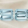 Luxury Natural Aquamarine rectangular cut matching pair