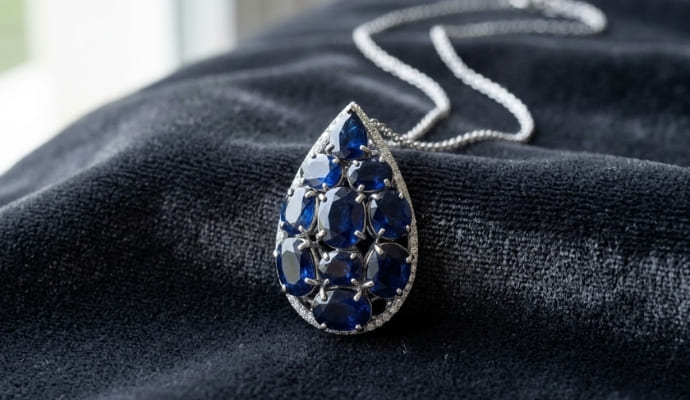 Majestic Blue Sapphire Diamond Pendant