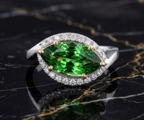 Marquise Tsavorite Two-Tone Ring
