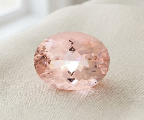 Oval Cut Peach Pink Morganite Gemstone