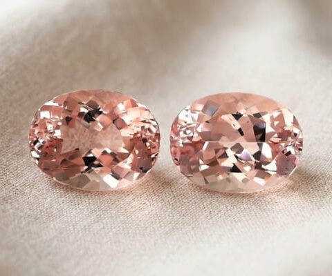 Oval Cut Morganite Matching Gemstone Pair