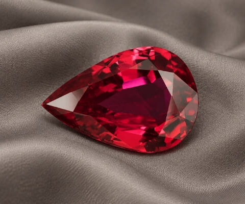 Pear Cut Pigeon Blood Ruby Gemstone