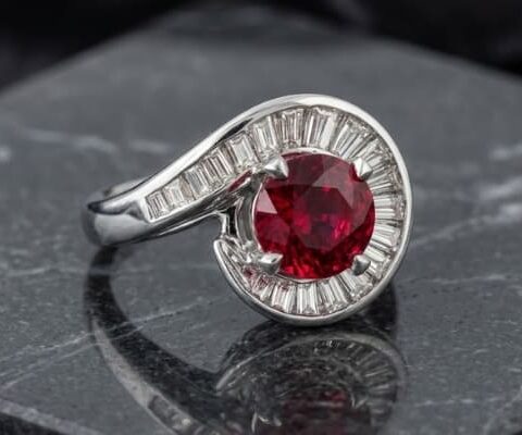Mozambique Ruby Ballerina Diamond Ring