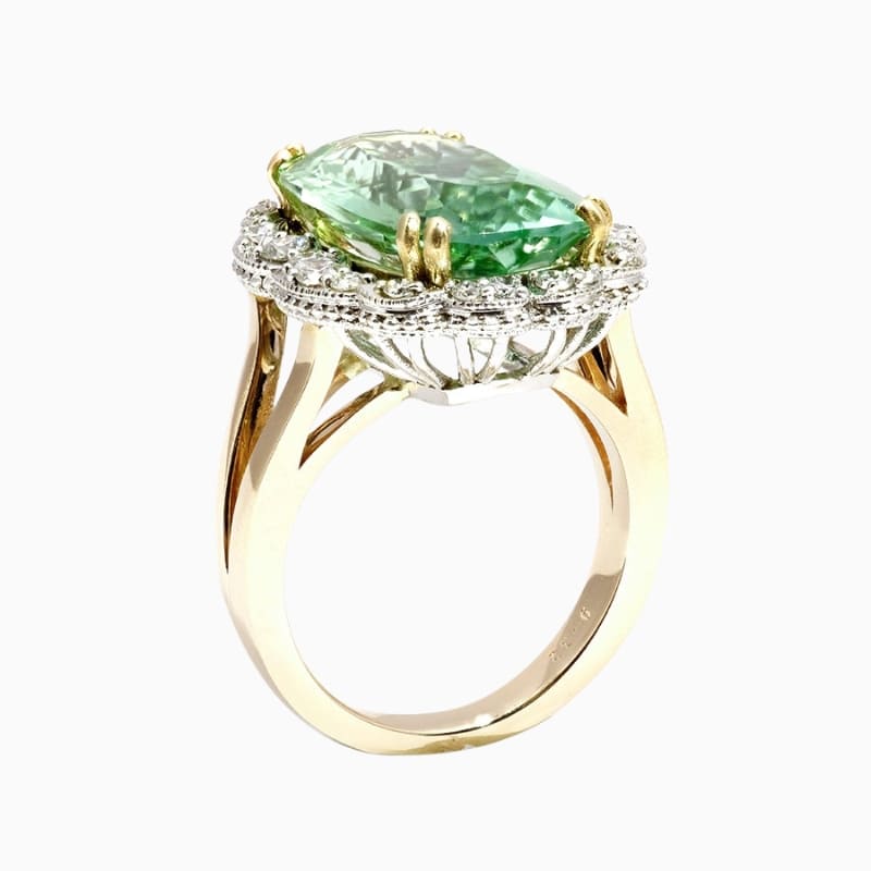 Cushion namibian tourmaline ring